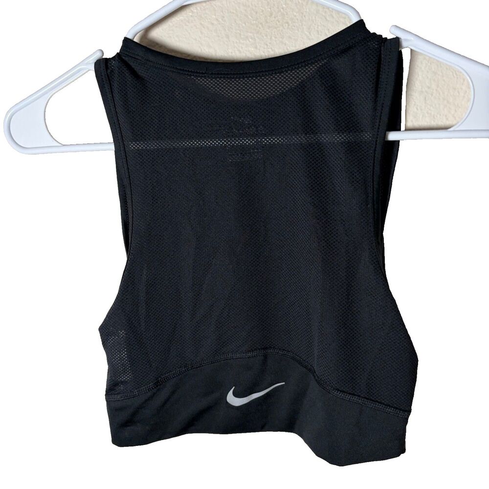 Nike Tank Top Women's Small Black Mesh Cropped Sleeveless Crew Neck Dri-Fit - Picture 2 of 8